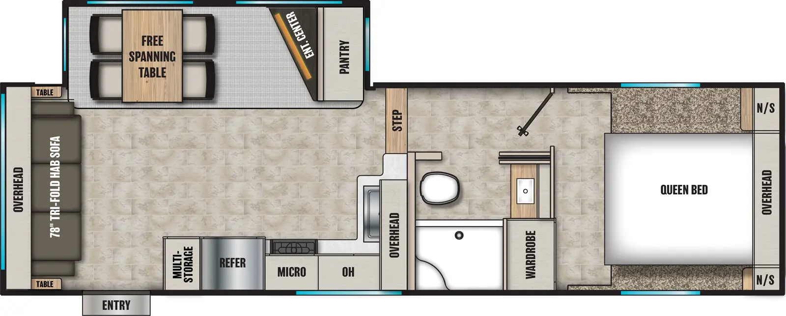 The Chaparral Lite 254RLS floorplan has one entry and one slide out. Exterior features include: fiberglass exterior and 20' awning. Interiors features include: free-standing dinette option, front bedroom and rear living.